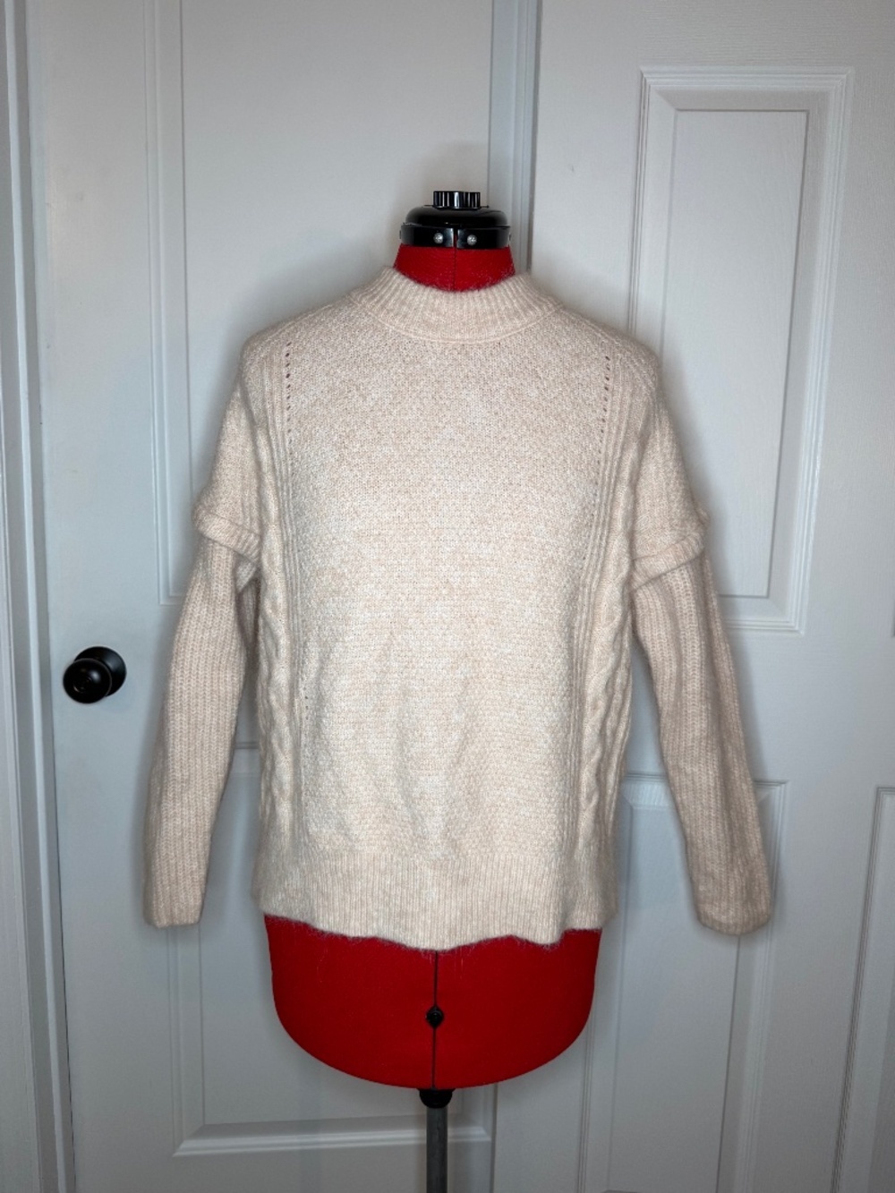 Madewell Cable Knit Alpaca Wool Blend Pull Over Long Sleeve Sweater Women S